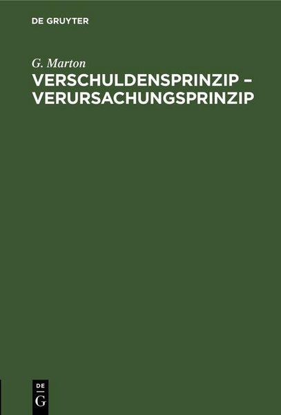Produktbild: Verschuldensprinzip - Verursachungsprinzip