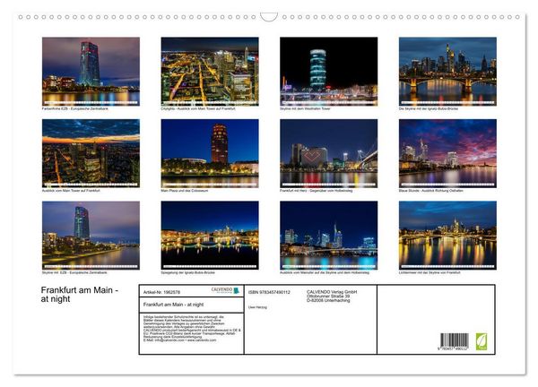 Produktbild: Frankfurt am Main - at night (Wandkalender 2026 DIN A2 quer), CALVENDO Monatskalender