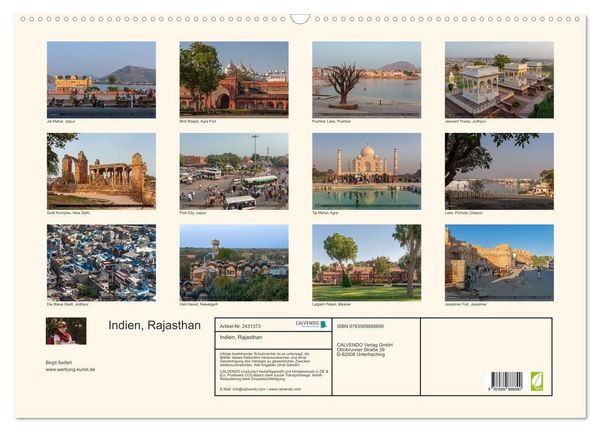 Produktbild: Indien, Rajasthan (Wandkalender 2027 DIN A2 quer), CALVENDO Monatskalender