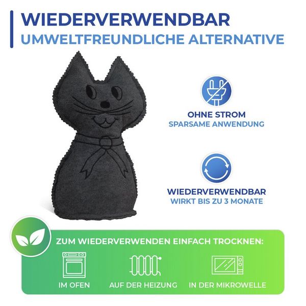 Produktbild: Raumentfeuchter Mod. Katze, 2er Set, schwerer T&uuml;rstopper