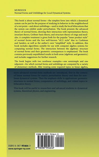 Produktbild: Normal Forms and Unfoldings for Local Dynamical Systems