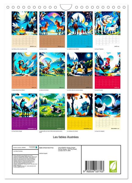 Produktbild: Les fables illustr&eacute;es (Calendrier mural 2026 DIN A4 horizontal), CALVENDO calendrier mensuel