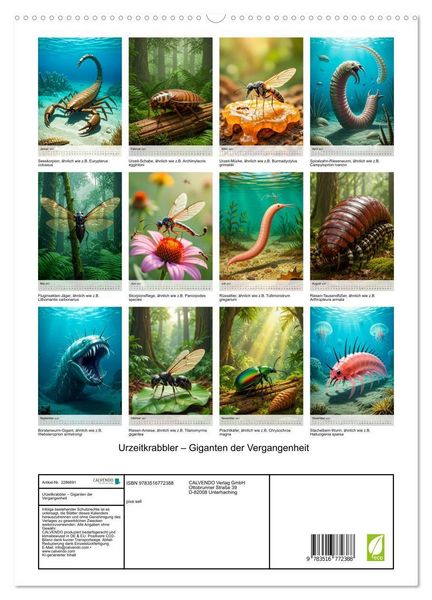 Produktbild: Urzeitkrabbler &ndash; Giganten der Vergangenheit (hochwertiger Premium Wandkalender 2027 DIN A2 hoch), Kunstdruck in Hochglanz