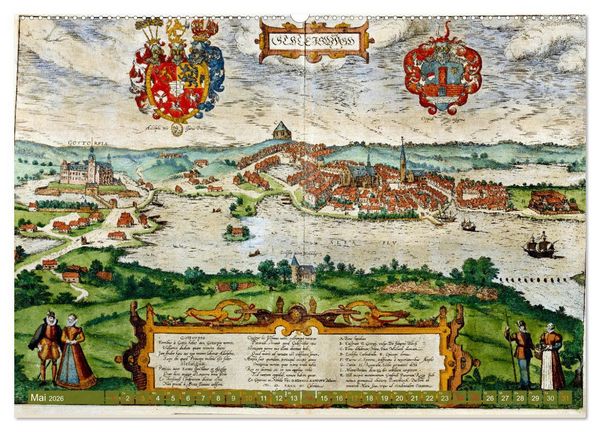 Produktbild: St&auml;dte mit Geschichte: Historische Zeichnungen, Stiche, Drucke (Wandkalender 2026 DIN A2 quer), CALVENDO Monatskalender