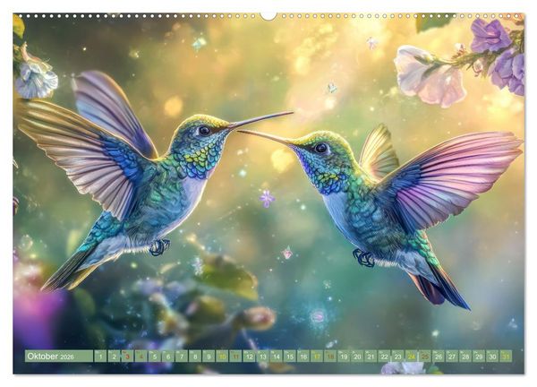 Produktbild: Kolibris - Zauberhafte Fantasiewerke (hochwertiger Premium Wandkalender 2026 DIN A2 quer), Kunstdruck in Hochglanz