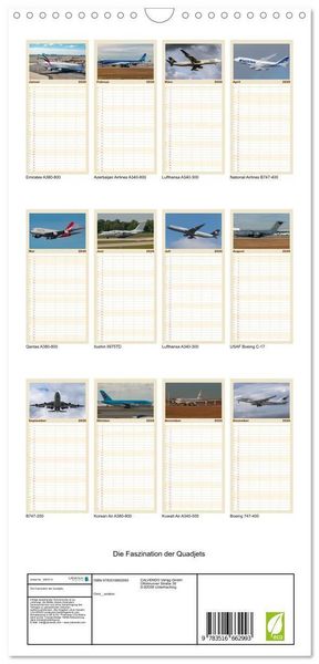 Produktbild: Familienplaner 2026 - Die Faszination der Quadjets mit 5 Spalten (Wandkalender, 21 x 45 cm) CALVENDO