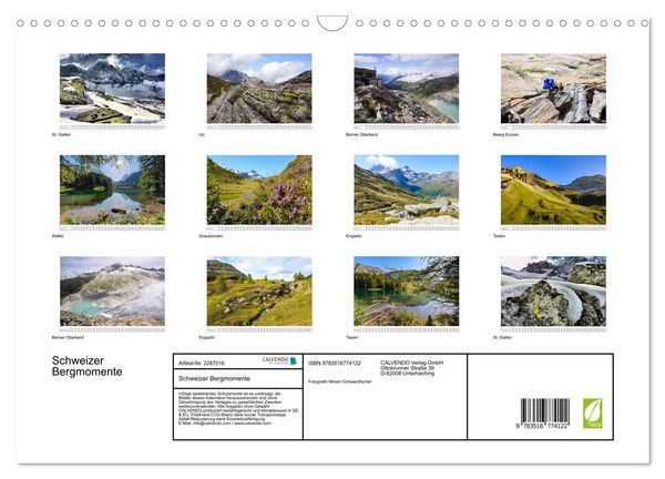 Produktbild: Schweizer Bergmomente (Wandkalender 2027 DIN A3 quer), CALVENDO Monatskalender