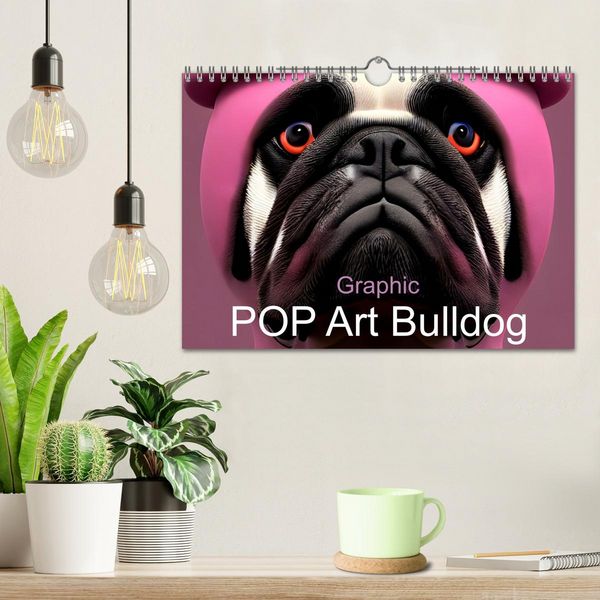 Produktbild: Graphic PoP Art Bulldogge (Wandkalender 2026 DIN A4 quer), CALVENDO Monatskalender