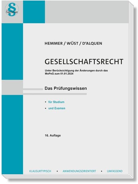 Gesellschaftsrecht, Taschenbuch von Karl-Edmund Hemmer , Achim Wüst , Clemens d'Alquen; Hemmer/Wüst, 9783968382296