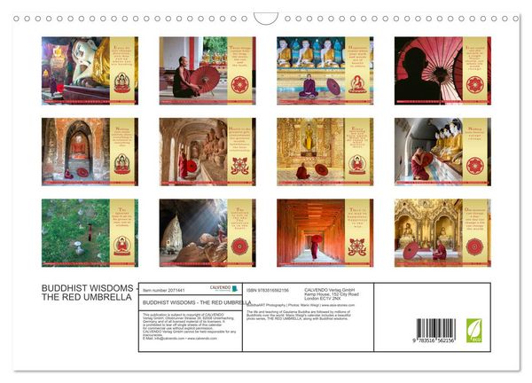 Produktbild: BUDDHIST WISDOMS - THE RED UMBRELLA (Wall Calendar 2026 DIN A3 landscape), CALVENDO 12 Month Wall Calendar