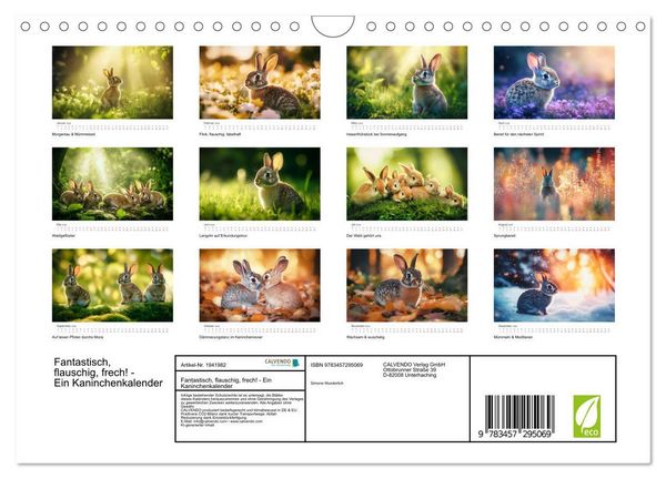 Produktbild: Fantastisch, flauschig, frech! - Ein Kaninchenkalender (Wandkalender 2026 DIN A4 quer), CALVENDO Monatskalender
