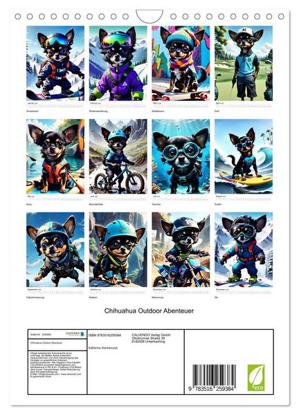 Produktbild: Chihuahua Outdoor Abenteuer (Wandkalender 2026 DIN A4 hoch), CALVENDO Monatskalender