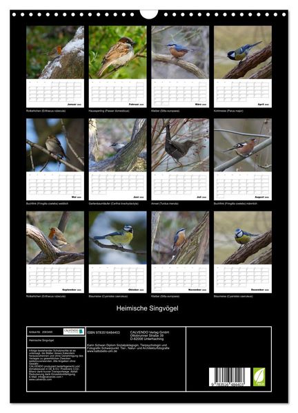 Produktbild: Heimische Singv&ouml;gel (Wandkalender 2026 DIN A3 hoch), CALVENDO Monatskalender