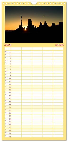 Produktbild: Familienplaner 2026 - Monument Valley mit 5 Spalten (Wandkalender, 21 x 45 cm) CALVENDO
