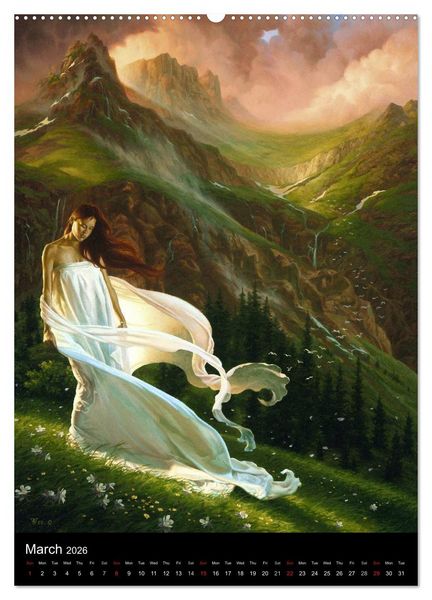 Produktbild: INNERSCAPES Fantasy Paintings by Christophe Vacher (High Quality Premium Wall Calendar 2026 DIN A2 portrait),CALVENDO 12 Month Wall Calendar