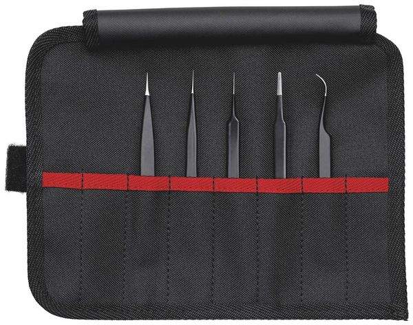 Produktbild: Knipex 92 00 01 ESD Universalpinzette-Set 5teilig Spitz, fein, extra d&uuml;nn 128 mm