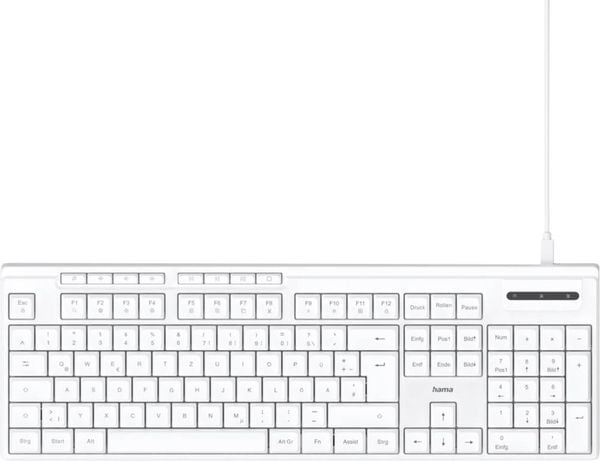 Produktbild: hama 00173053 USB-Tastatur \"CK-200\", kabelgebunden, 8 Media-Tasten, Wei&szlig;, QWERTZ DE