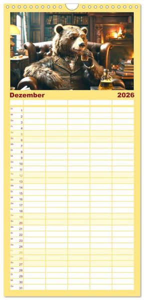Produktbild: Familienplaner 2026 - B&auml;ren im B&uuml;ro mit 5 Spalten (Wandkalender, 21 x 45 cm) CALVENDO