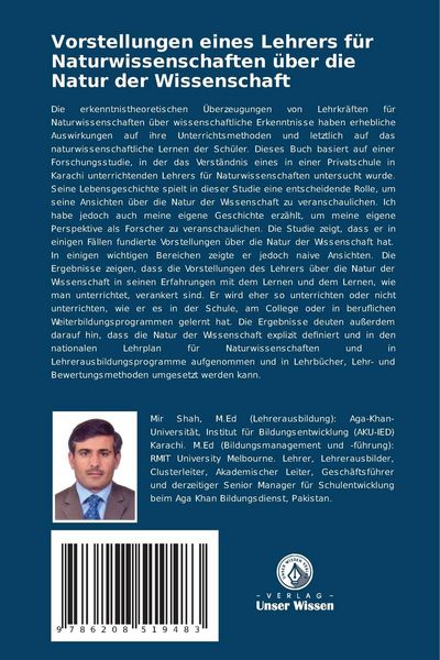 Produktbild: Vorstellungen eines Lehrers f&uuml;r Naturwissenschaften &uuml;ber die Natur der Wissenschaft