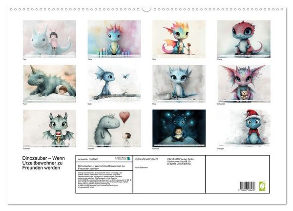 Produktbild: Dinozauber &ndash; Wenn Urzeitbewohner zu Freunden werden (Wandkalender 2026 DIN A2 quer), CALVENDO Monatskalender