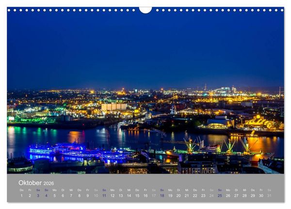 Produktbild: Hamburger Hafen - Im Zauber der Nacht (Wandkalender 2026 DIN A3 quer), CALVENDO Monatskalender