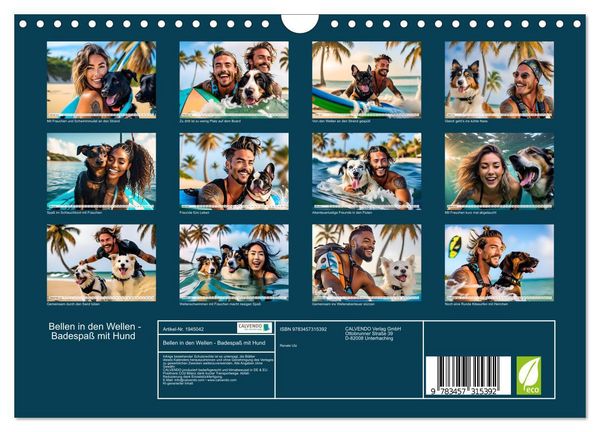 Produktbild: Bellen in den Wellen - Badespa&szlig; mit Hund (Wandkalender 2026 DIN A4 quer), CALVENDO Monatskalender