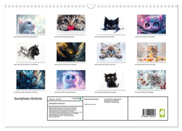 Produktbild: Samtpfoten-Sinfonie (Wandkalender 2026 DIN A3 quer), CALVENDO Monatskalender