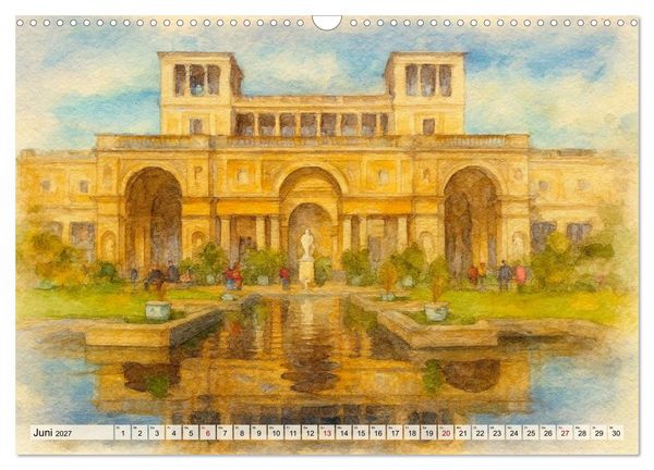 Produktbild: Potsdam &ndash; Historische Ansichten im Aquarellstil (Wandkalender 2027 DIN A3 quer), CALVENDO Monatskalender