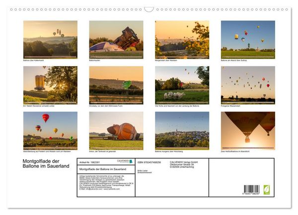 Produktbild: Montgolfiade der Ballone im Sauerland (Wandkalender 2026 DIN A2 quer), CALVENDO Monatskalender