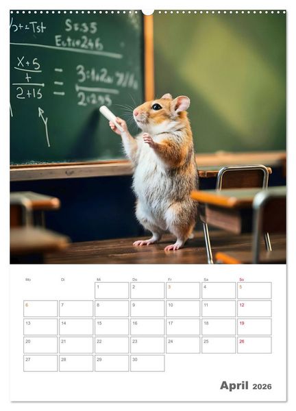 Produktbild: School Hamster - Eifrige KI Hamster pr&auml;sentieren ihre Hamsterschule (hochwertiger Premium Wandkalender 2026 DIN A2 hoch), Kunstdruck in Hochglanz
