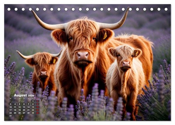 Produktbild: Highland K&uuml;he (Tischkalender 2026 DIN A5 quer), CALVENDO Monatskalender