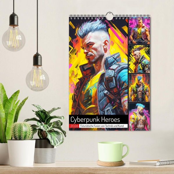 Produktbild: Cyberpunk Heroes. Futuristische Fusion von Technik und Kunst (Wandkalender 2026 DIN A4 hoch), CALVENDO Monatskalender