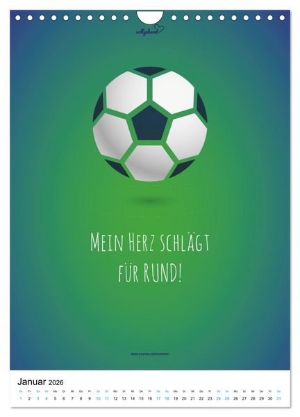 Produktbild: vollgeherzt: Der lustige Zitate-Wandkalender f&uuml;r Fu&szlig;ballfans und Sportbegeisterte! (Wandkalender 2026 DIN A4 hoch), CALVENDO Monatskalender