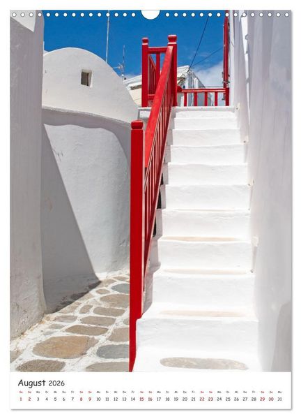 Produktbild: Treppauf, treppab in den Altstadtgassen von Mykonos (Wandkalender 2026 DIN A3 hoch), CALVENDO Monatskalender