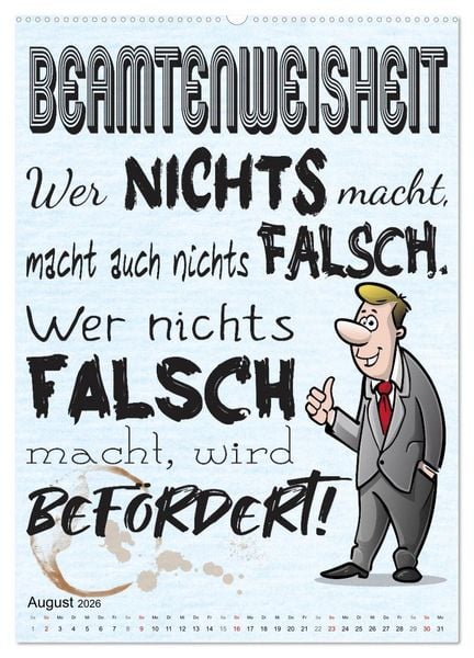 Produktbild: Beamten-Spr&uuml;che (hochwertiger Premium Wandkalender 2026 DIN A2 hoch), Kunstdruck in Hochglanz