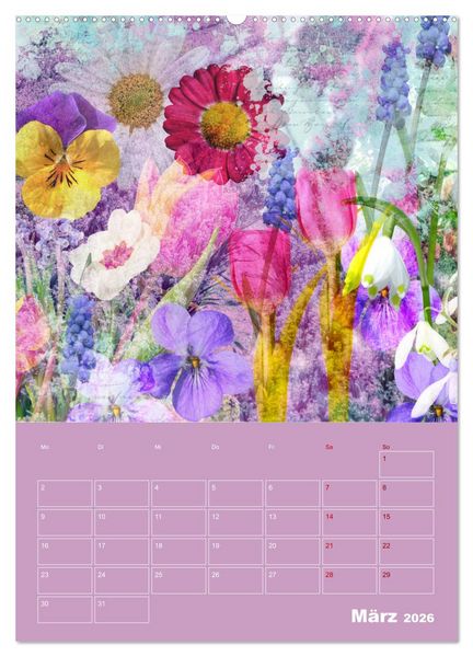 Produktbild: Kunterbunt gemischt - Kunterbunt gemischt - Farbenfroher Jahresplaner mit aufw&auml;ndigen Pflanzencollagen (hochwertiger Premium Wandkalender 2026 DIN A2 hoch), Kunstdruck in Hochglanz