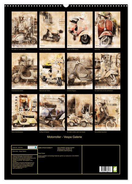 Produktbild: Motorroller - Vespa Galerie (Wandkalender 2026 DIN A2 hoch), CALVENDO Monatskalender