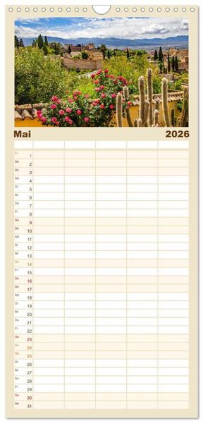 Produktbild: Familienplaner 2026 - Ein Herz f&uuml;r Granada mit 5 Spalten (Wandkalender, 21 x 45 cm) CALVENDO