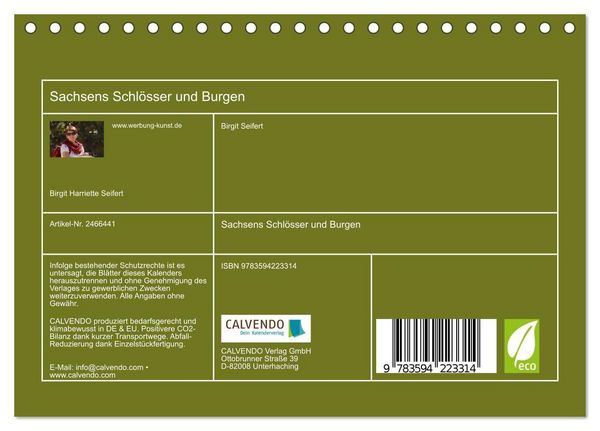 Produktbild: Sachsens Schl&ouml;sser und Burgen (Tischkalender 2027 DIN A5 quer), CALVENDO Monatskalender