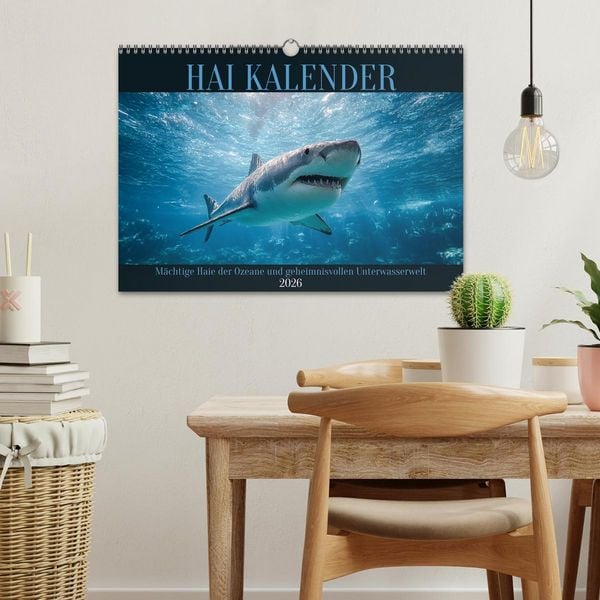 Produktbild: Hai Kalender - M&auml;chtige Haie der Ozeane und geheimnisvollen Unterwasserwelt (Wandkalender 2026 DIN A3 quer), CALVENDO Monatskalender