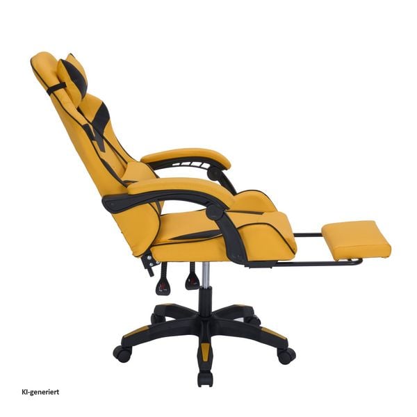Produktbild: HTI-Living Ergonomischer Gaming Stuhl mit Fu&szlig;st&uuml;tze Racing-Design in Gelb-Schwarz