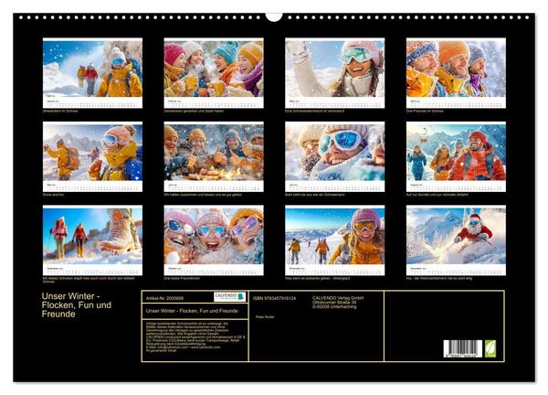 Produktbild: Unser Winter - Flocken, Fun und Freunde (Wandkalender 2026 DIN A2 quer), CALVENDO Monatskalender