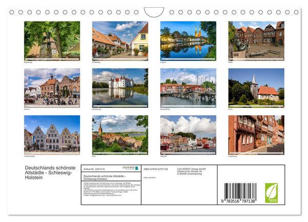 Produktbild: Deutschlands sch&ouml;nste Altst&auml;dte - Schleswig-Holstein (Wandkalender 2027 DIN A4 quer), CALVENDO Monatskalender