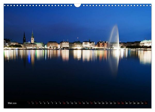 Produktbild: Mein Hamburg - Am sch&ouml;nsten bei Nacht (Wandkalender 2026 DIN A3 quer), CALVENDO Monatskalender