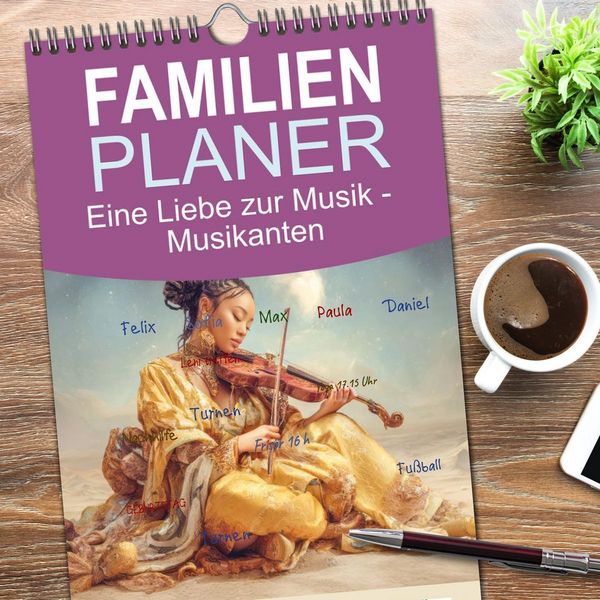 Produktbild: Familienplaner 2026 - Eine Liebe zur Musik - Musikanten mit 5 Spalten (Wandkalender, 21 x 45 cm) CALVENDO