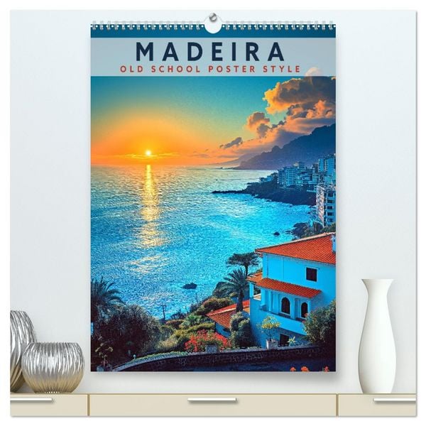 Madeira - Old School Poster Style (hochwertiger Premium Wandkalender 2026 DIN A2 hoch), Kunstdruck in Hochglanz