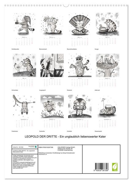 Produktbild: LEOPOLD DER DRITTE - Ein unglaublich liebenswerter Kater (hochwertiger Premium Wandkalender 2026 DIN A2 hoch), Kunstdruck in Hochglanz
