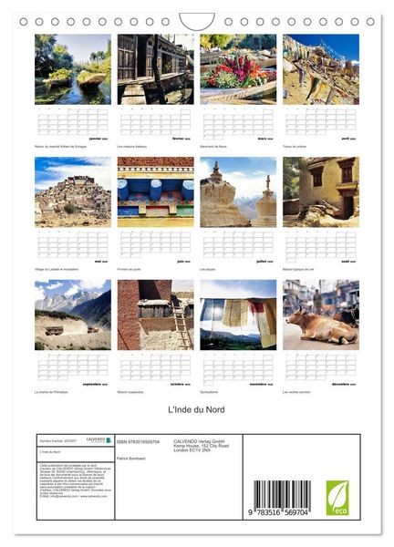 Produktbild: L'Inde du Nord (Calendrier mural 2026 DIN A4 horizontal), CALVENDO calendrier mensuel