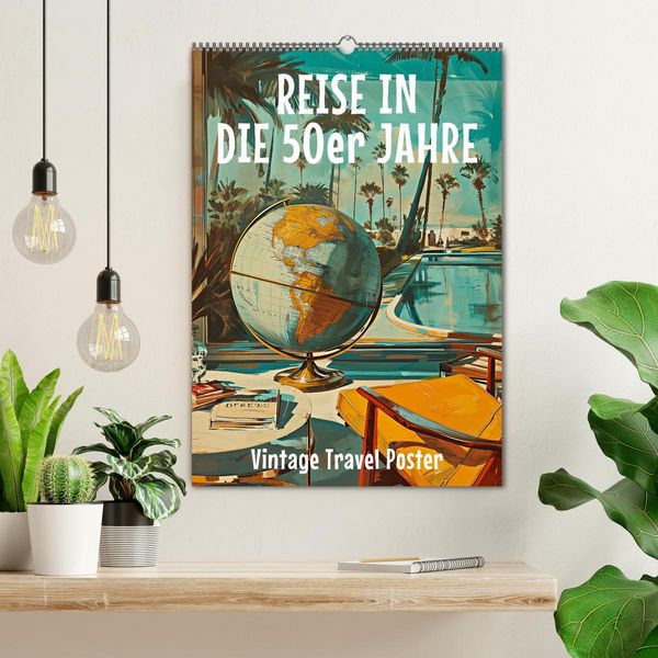 Produktbild: Reise in die 50er Jahre. Vintage Travel Poster. (Wandkalender 2026 DIN A2 hoch), CALVENDO Monatskalender