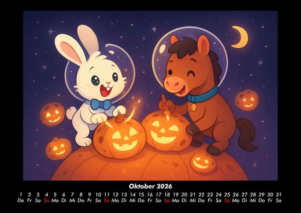 Produktbild: Bouncy & Huf - Im Weltraum 2026 Fotokalender DIN A3